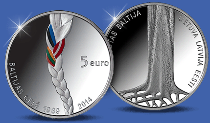 The Baltic Way 5 Euro Sterling Zilver