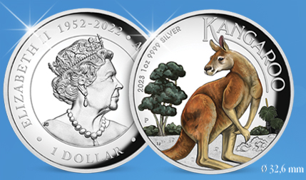 Nieuw: Unieke Australische Kangoeroe munt met kleur en hoogreliëf