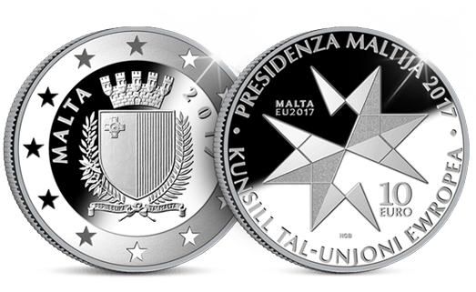 Zeldzame Maltese 10 Euro in Sterling zilver