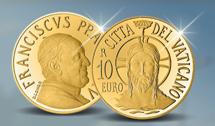 Schaarse gouden Vaticaanse 'Doop van Christus' munt 2015 tijdelijk beschikbaar