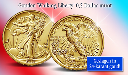 Bemachtig de zeldzame gouden Walking Liberty 0,5 Dollar munt - Amsterdams MuntKantoor
