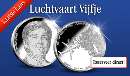 Koning Willem-Alexander verrichtte Ceremoniële Eerste Slag Luchtvaart Vijfje - Amsterdams MuntKantoor